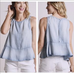 Cloth & Stone Chambray Peplum Tank-Small